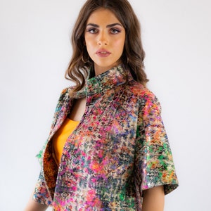 Multicoloured print jacket/ vintage jacket/ shirt jacket/ jacket handmade in Italy from high quality brocade cotton image 4