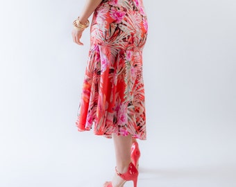 SotRong Jupe Midi Bohème Été Floral Vintage – Taille Haute Élastique, Imprimé Gitan Longue Plage Vacances
