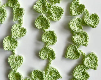 Heart Leaf Vine Crochet Pattern: Beginner Garland Tutorial (PDF)