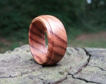 Zebra Wood Ring - U.S. Size 8 - Hard wood Ring - Wooden - Jewelry - Organic - Mens Jewelry - Womens Jewelry - 5 Year Anniversary - Ring