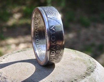 Coin Ring - U.S. Size 8 - North Dakota - State Quarter - Quarter Ring -Jewelry -Coin Jewelry -Mens Jewelry -Womens Jewelry