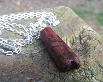 Pendant Necklace - Iron Wood w/Silver - Wooden - Silver - Jewelry - Mens Jewelry - Womans Jewelry - 5 Year Anniversary - Necklace - Hardwood