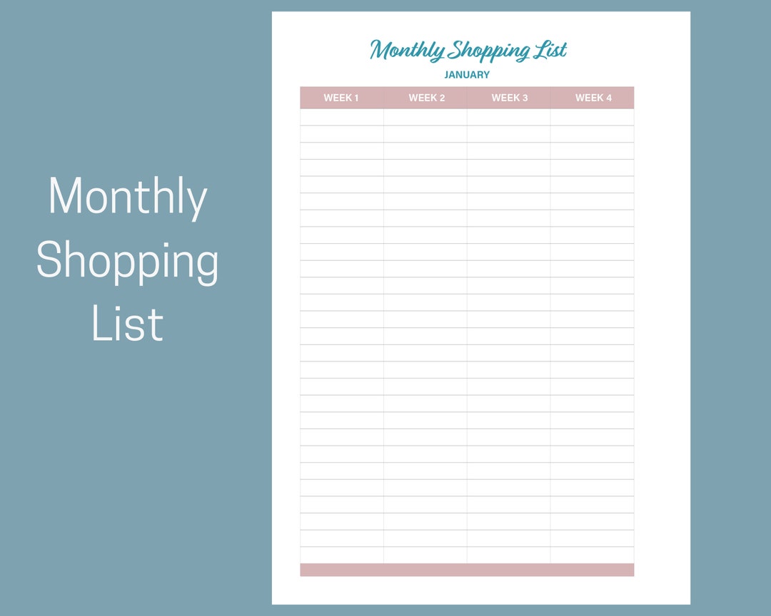 Monthly Shopping List Printable - Etsy