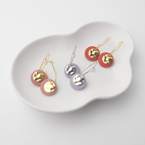 Polymer clay hoop earrings | minimalist earrings | festive earrings | handmade | Gift for Easter | light as a feather | Yoko