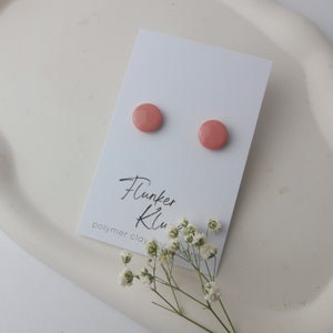 Polymer clay stud earrings Earrings minimalist monochrome shiny different colors handmade Little thing Easter Pia Coral