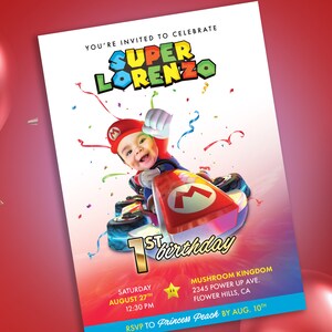 Super Mario Brothers Custom Birthday Party Invitation