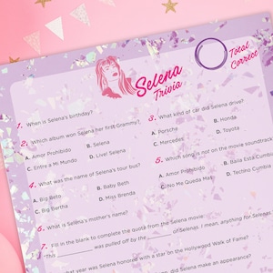 Selena Trivia Party Game DIGITAL DOWNLOAD
