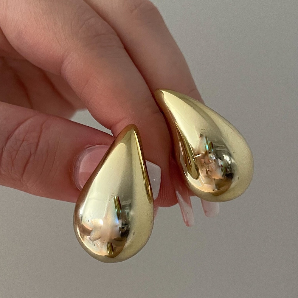 Chunky gold teardrop earrings