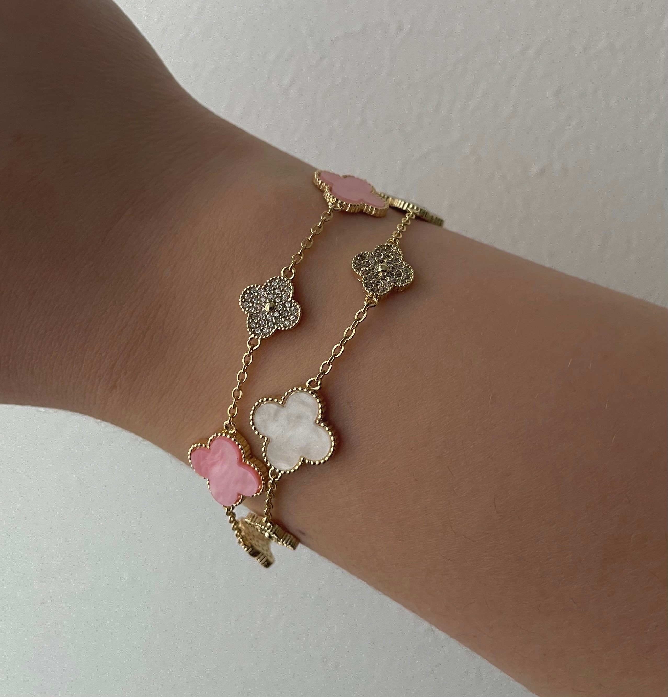 Four Clover Designer Bracelet, Designer Jewelry Dupe, 18K Gold Plated