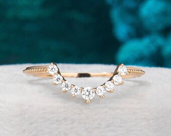 Vintage Crown Moissanite Matching Ring Band /Banda de boda curvada/banda de boda Tiara