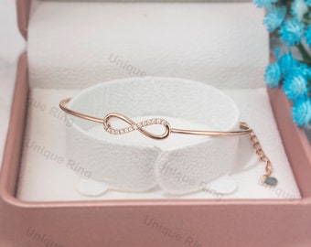 Diamond Infinity Bracelet: 14k Solid Gold Dainty Chain
