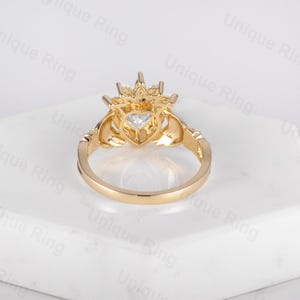 Claddagh Ring, Heart Shape Moissanite Claddagh Ring, Celtic Knot Ring, Irish Crown Heart Ring, Moissanite Heart Ring, Gold Hand Ring image 4