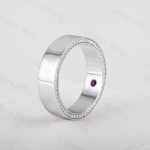 Moissanite Eternity Band Ring: 14k Gold Unisex Wedding Band