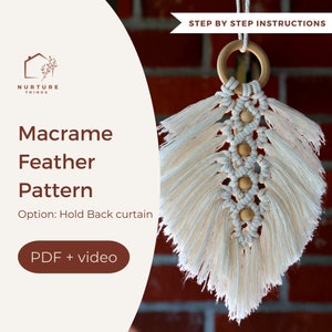 Feather Macrame Pattern / Beginner friendly Leaf tutorial / Step by Step DIY Macrame, Digital Download, Wall Hanging PDF Pattern + video