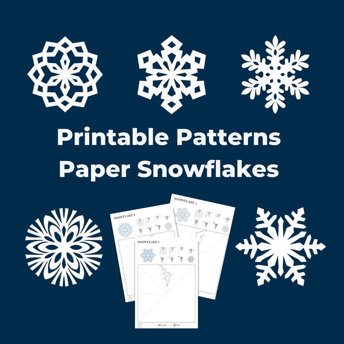 Paper Snowflake Templates Printable Snowflake Cutout Easy Etsy