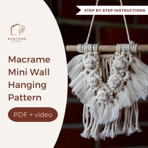 Small Wall Hanging Macrame PDF Pattern + video / Beginner friendly macrame / Step by Step DIY Macrame Pattern, Digital Download