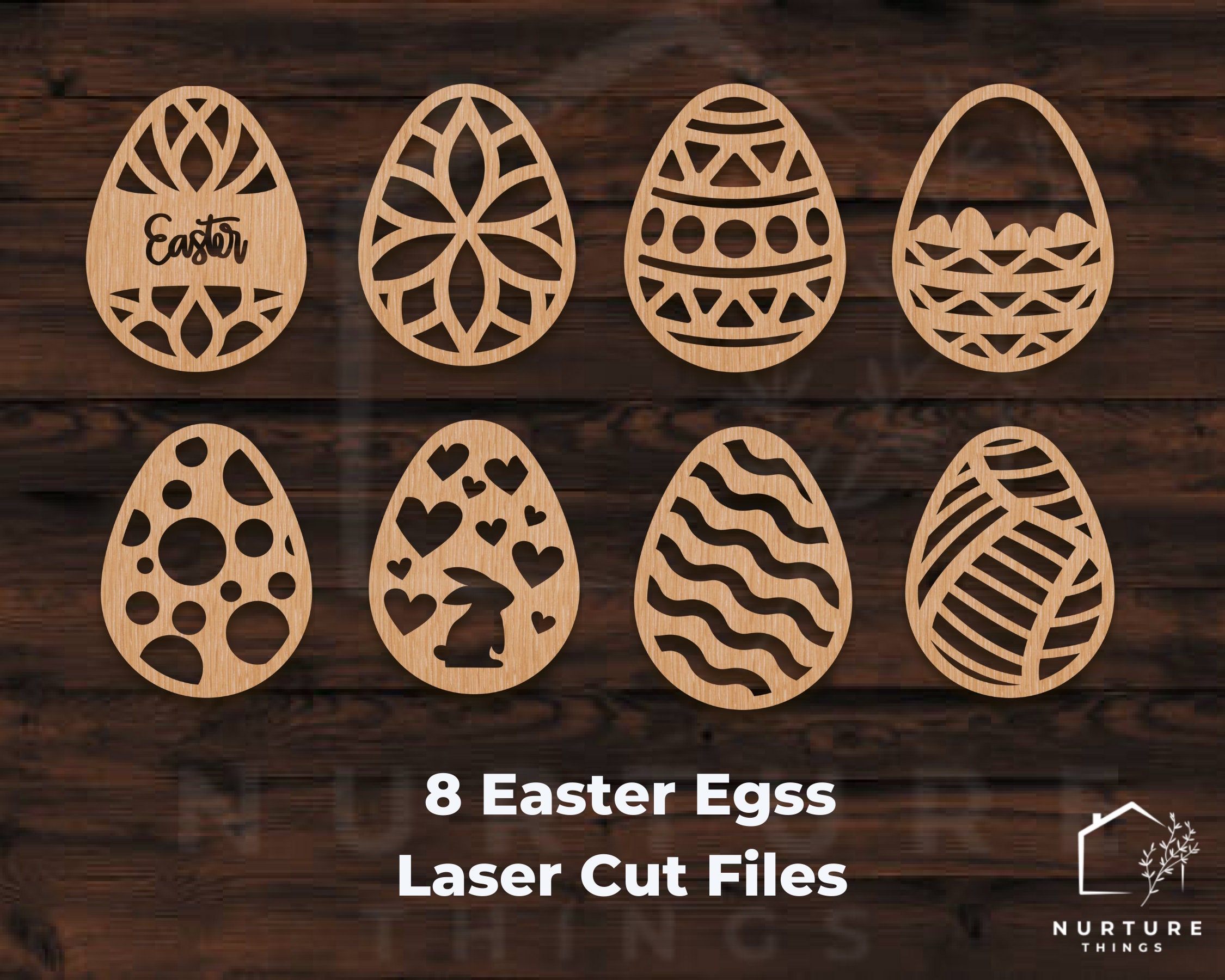 Bunny Easter Dxf, Set of 8 Easter Laser Cut File, Easter Ornaments Cnc ...