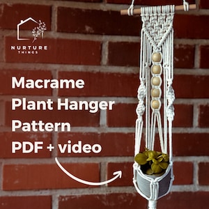 Easy Plant Hanger Pattern PDF + video / Beginner friendly pot hanging / Step by Step DIY Macrame, Digital Download, Plant Holder Instruction