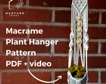 Makramee Pflanzenaufhänger Muster: Anfängerfreundliches DIY (PDF + Video)