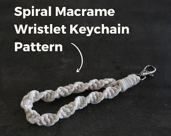 Macrame Keychain Pattern PDF: Spiral Wristlet DIY Tutorial (Digital Download)
