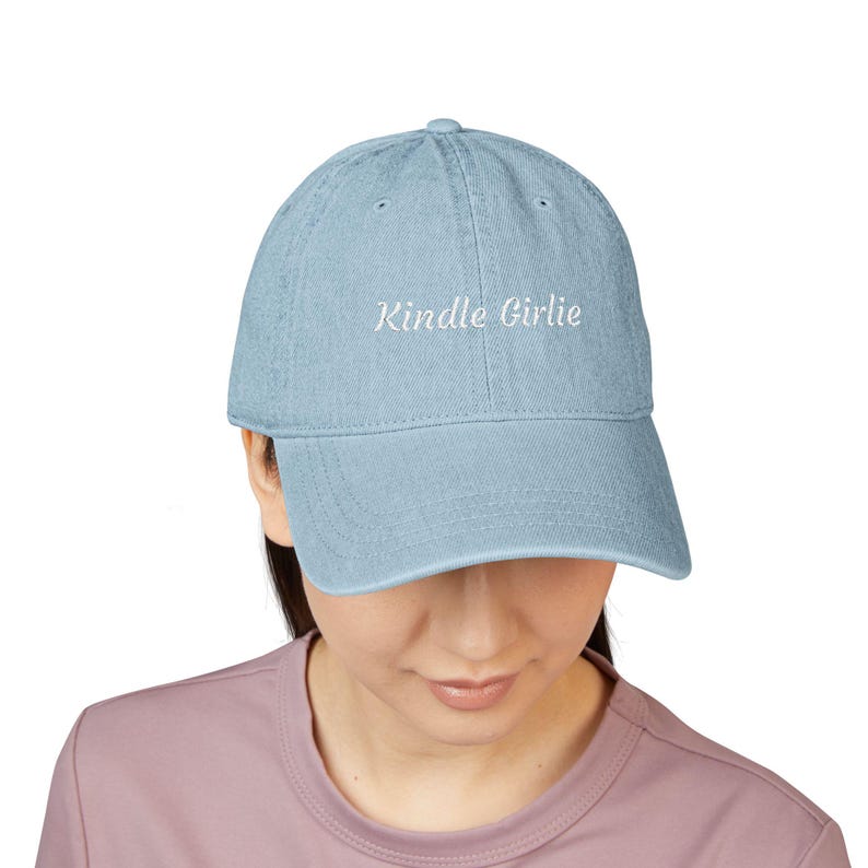 Kindle Girlie Embroidered Denim Hat | Bookish Baseball Cap | Book Lover Gift | Reader Accessories image 3