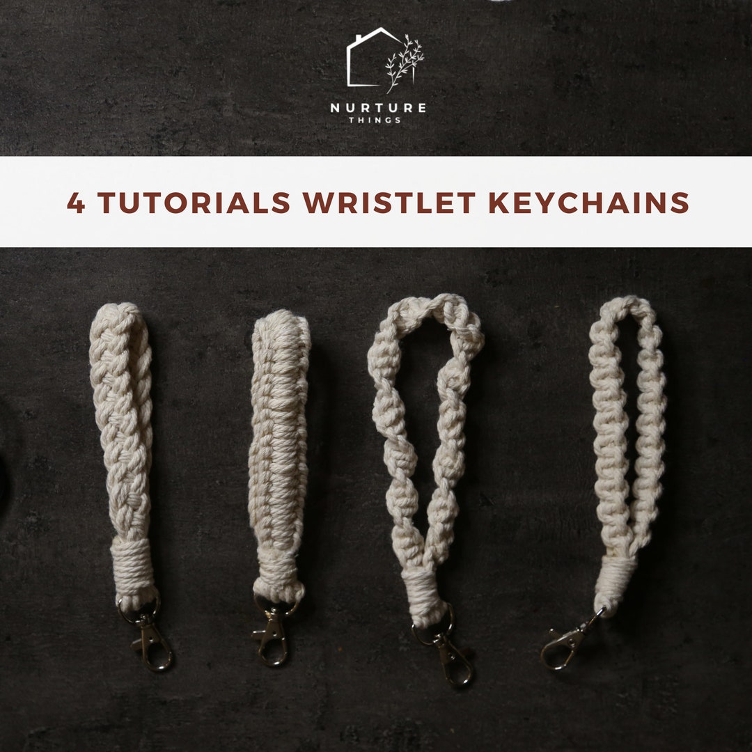 4 Macrame Keychain Patterns Bundle | Wristlet Keychain DIY | Instant ...