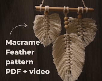 Macrame Feather Pattern: Beginner DIY Wall Hanging (PDF + Video)