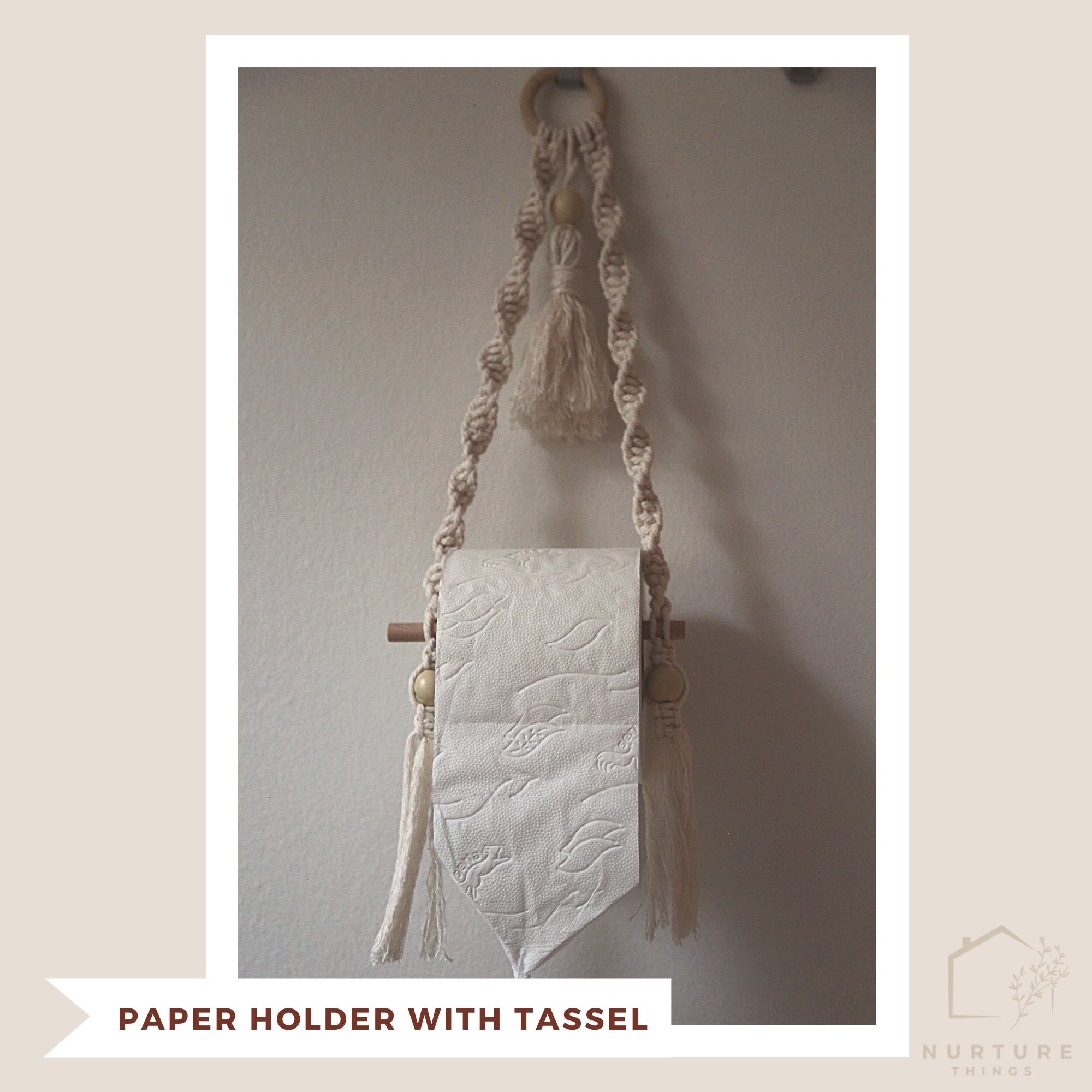 Macrame Paper towel Holder Pattern PDF Video, Beginner Friendly DIY