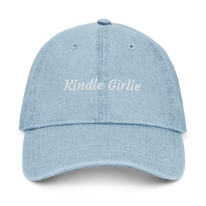 Kindle Girlie Embroidered Denim Hat | Bookish Baseball Cap | Book Lover Gift | Reader Accessories