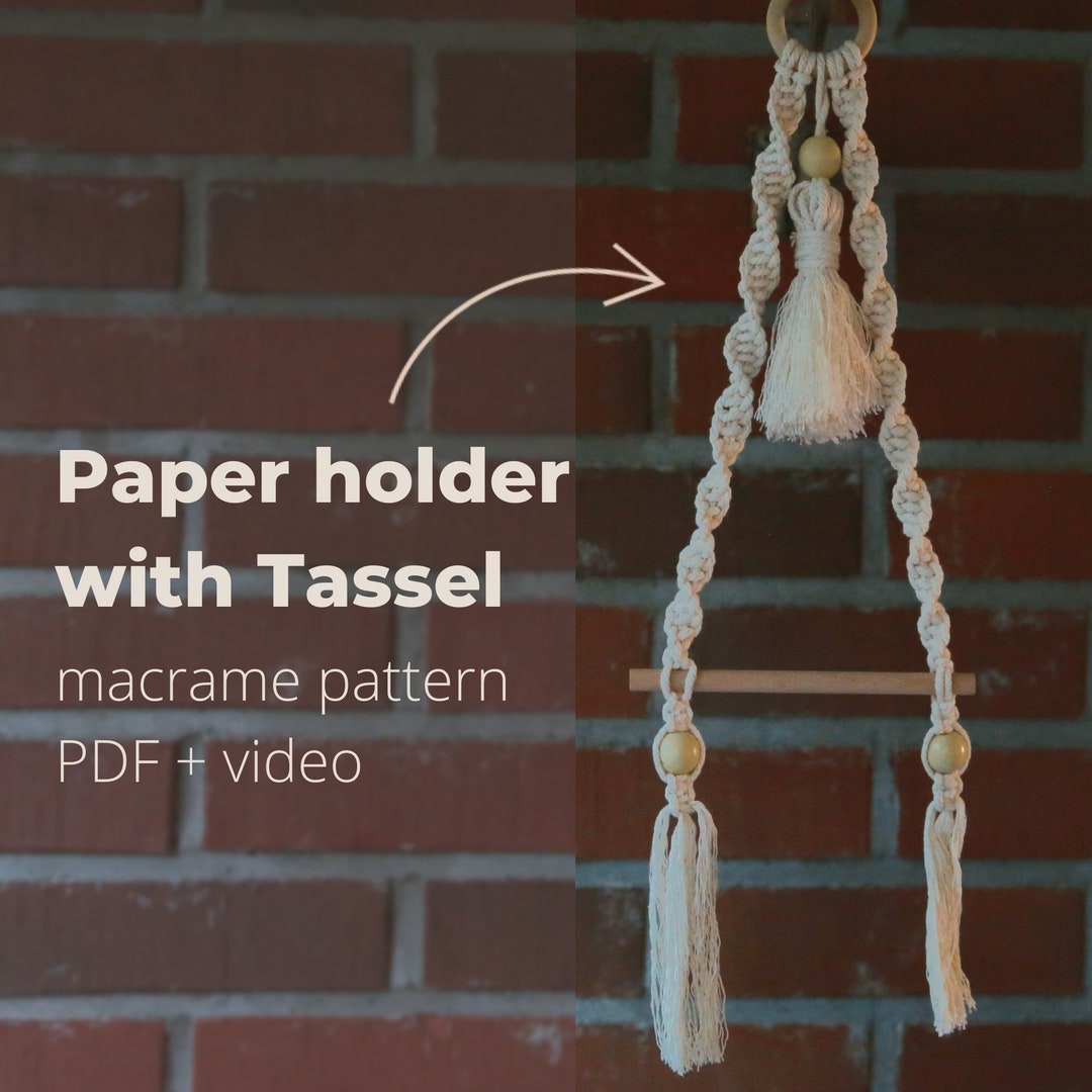 Macrame Paper towel Holder Pattern PDF Video, Beginner Friendly DIY