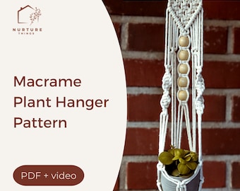 Patrón de macramé para colgar plantas: DIY para principiantes con video (Descarga PDF)