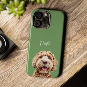Custom Pet Portrait Phone Case Using Pet Photo, Personalized Pet Cartoon Drawing Art Phone Case, Pet Loss Sympathy Gift, Memorial Keepsake