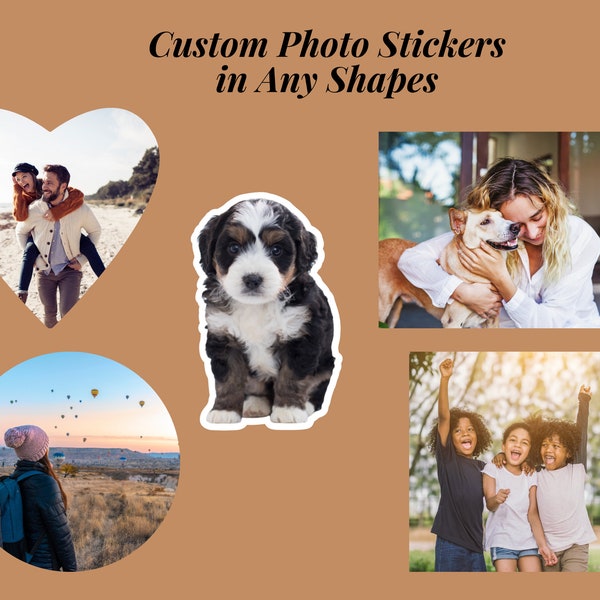 Custom Waterproof Photo Sticker in Any Shape Personalized Pet Stickers Custom Picture Laptop Stickers Gifts for Her Custom Image Stickers