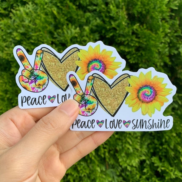 Peace Love Sunshine Vinyl Stickers | Sunflower Sticker | Sunflower Decal | Courage Sticker |Tumblr Stickers | Hydro Flask Stickers