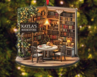 Custom Bookstore Ornament: Personalized Book Lover Gift
