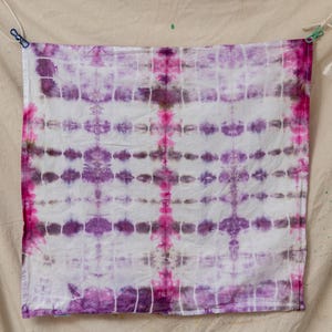 Orchid Lattice Hand Dyed Floursack Set of 2 Dish Towels Cotton No Lint Kitchen Tea Towel Absorbent 27x27 Boho Gift Wrap Linen Purple Pink