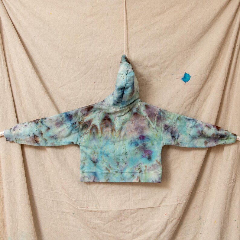 Boho Unique Kids Tie Dye Hoodie 11–12 Hand Dyed Swan Graphic Sweatshirt | Creative Beauty | Thrifted Zara Cotton Hoodie | OOAK Art Clothing