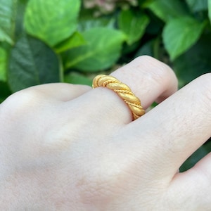 braided Anniversary ring, 24K gold, wedding  ring, handmade ring, unisex ring, Hammered Gold - Rustic Gold Ring,special engagement ring