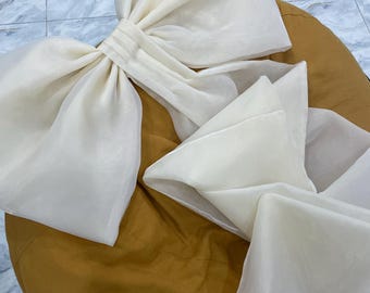 Detachable Wedding Bow, Long Train Bridal Bow, Ivory Bow Belt, Organza Back Bow, 3D Wedding Dress Accessory, “wedding arch bow”