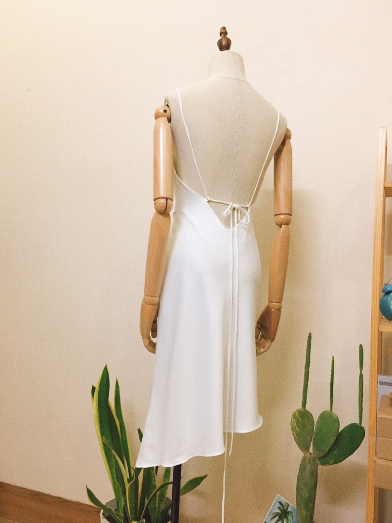 Satin Open Back Slip Dress in Offwhite/ Ivory White Cowl Etsy