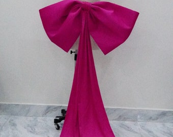 Detachable Wedding Bow: Pink Satin Bridal Dress Train