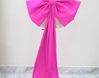 Detachable Wedding Bow: Light Pink Satin Bridal Dress Train