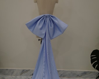 Light Blue Satin Detachable Wedding Bow - Bridal Dress Sash