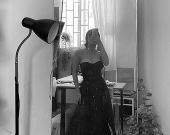 Sequin Black Wedding Dress with Custom Fabric this fabric is run out