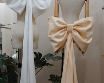 Detachable Wedding Bow: Silk Bridal Dress Train, Handmade