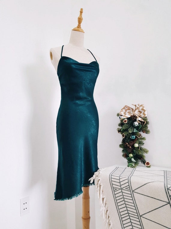 Bottle green Silk Dress Sleep Dress Resort Dress Women Silk