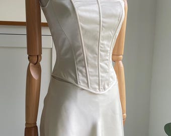 Satin Corset Top and Skirt Set - Open Hip Design