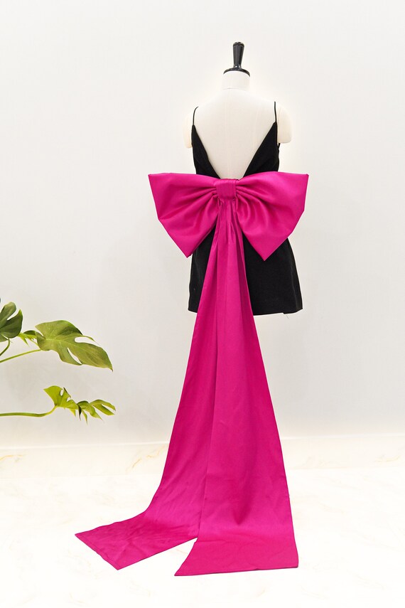 Magenta Pink Satin Wedding Bow: Detachable Bridal Dress Train - Etsy