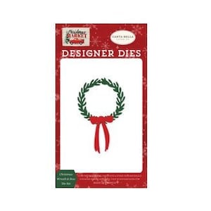Christmas Wreath & Bow Metal Image Die Carta Bella Designer Die Cutters Holiday Decor Paper Cutting Tool Card Making Scrapbooking Invitation