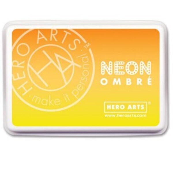 Ombre Ink Pad Neon Yellow to Orange Tie Dye Multi Color Hero Arts Raised Rainbow Gradient Inking Dye Inkpad Stamping Card Making Embosser